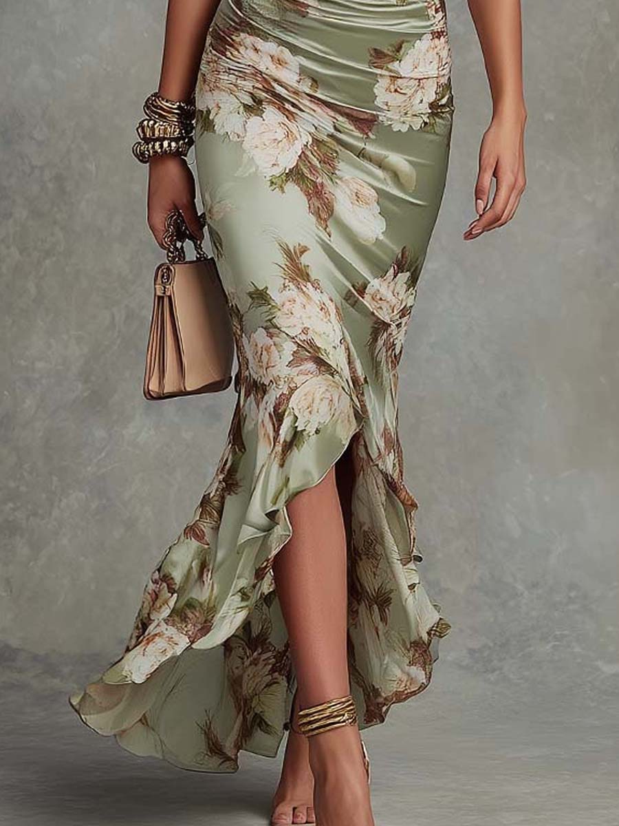 FLORAL SATIJNEN JURK VOOR VROUWEN