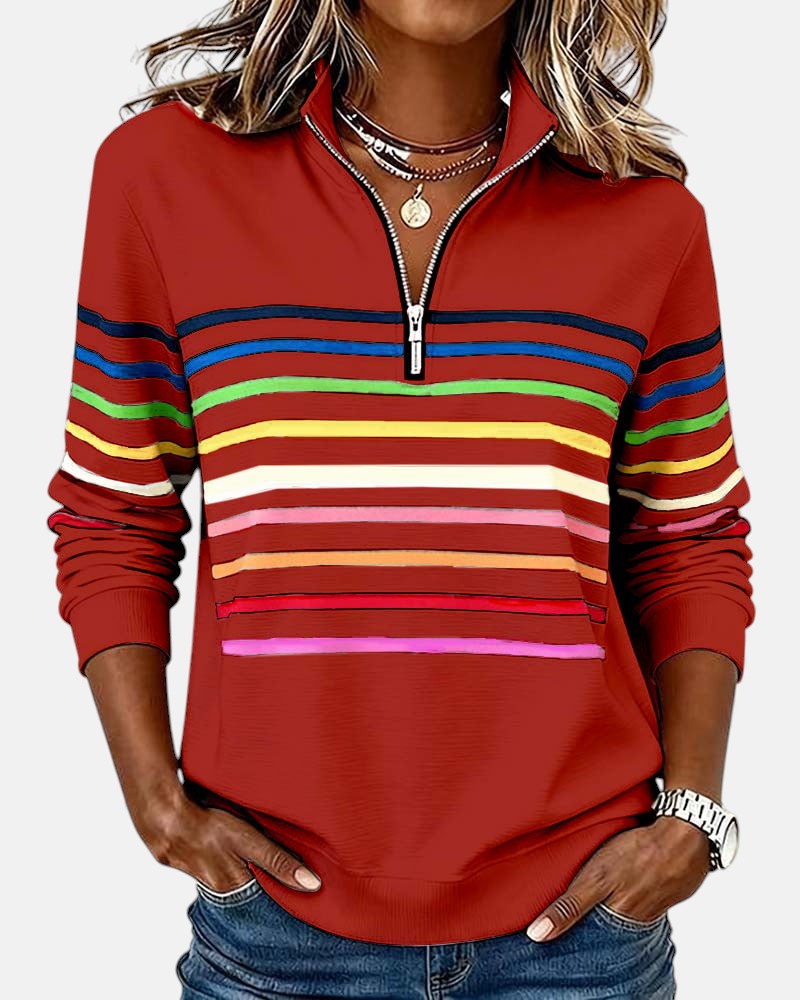 GESTREEPT VEST MET RITS VOOR DAMES