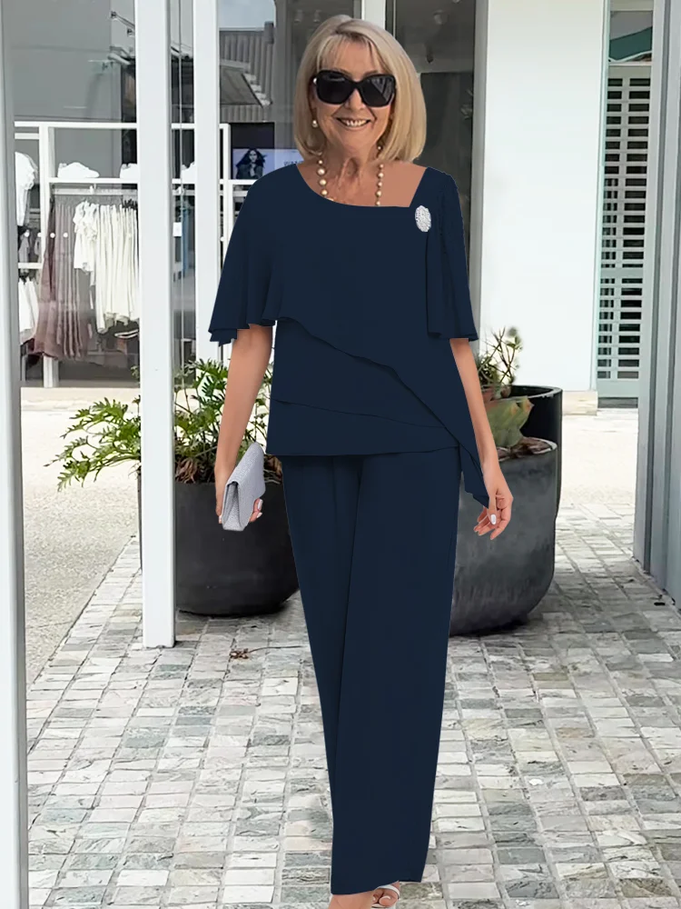 ELEGANTE CHIFFON BROEKENSET VOOR DAMES
