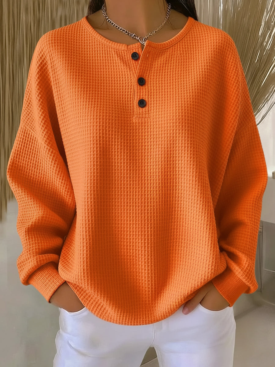 Mirabel | Gezellige Wafel Henley Sweatshirt