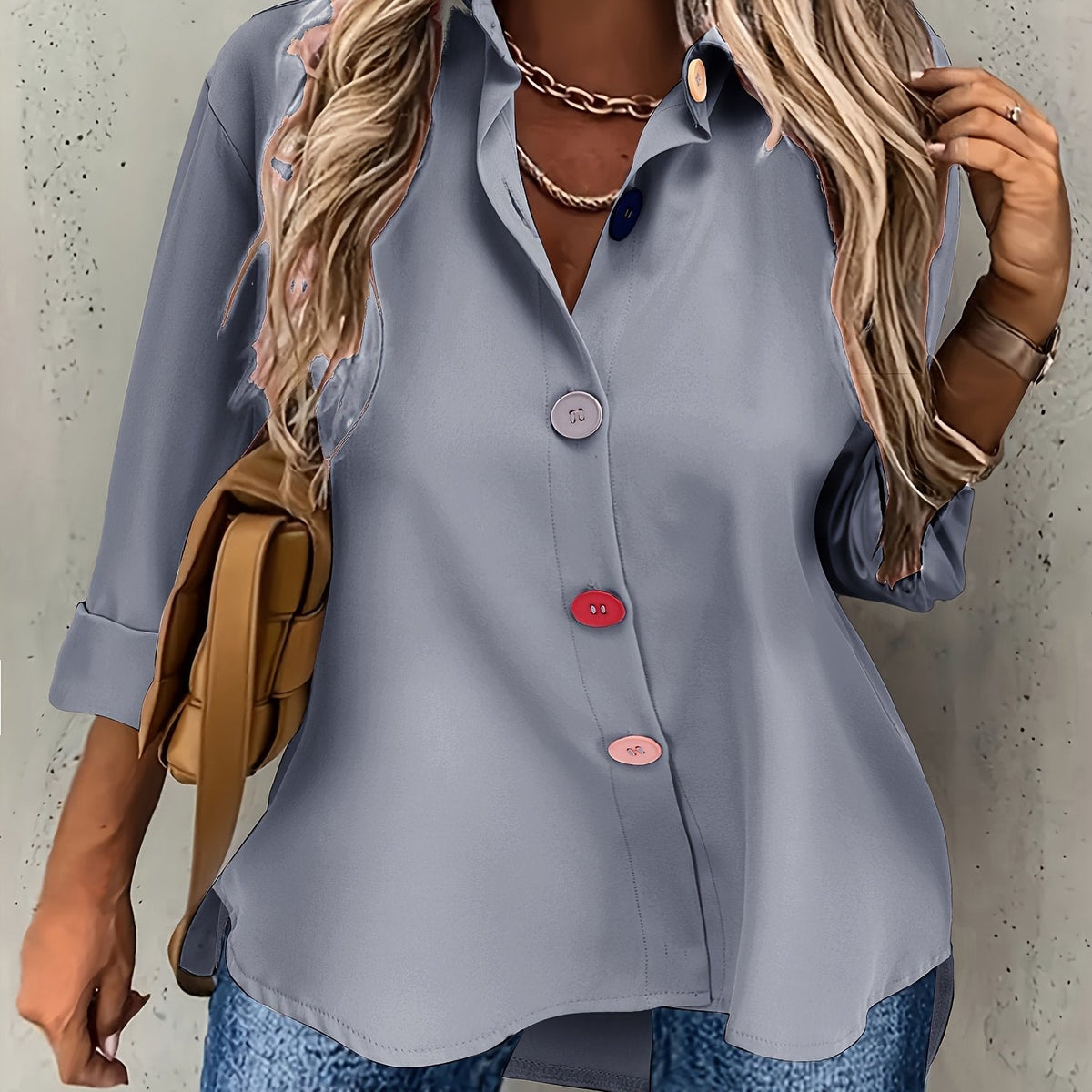 CHIQUE DAMESBLOUSE MET KNOPEN