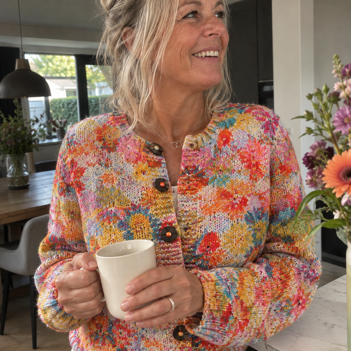 Vest met geschilderde bloemenprint