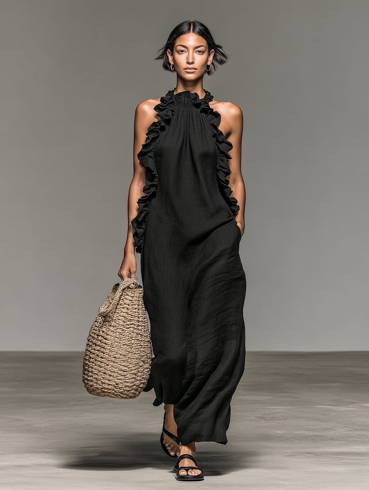 MAXI-JURK MET RUCHES VOOR DAMES