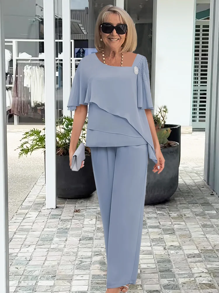 ELEGANTE CHIFFON BROEKENSET VOOR DAMES