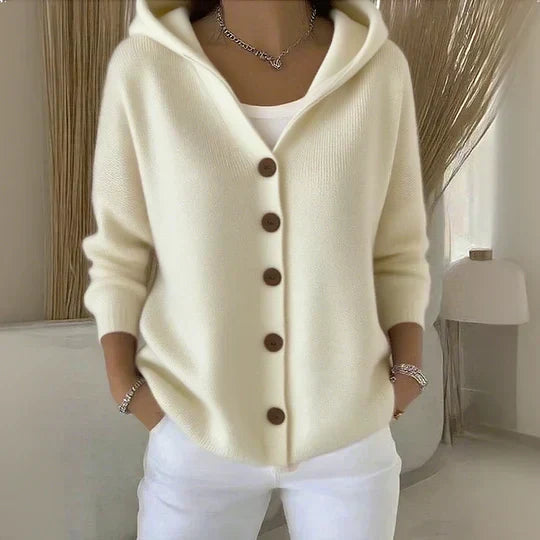 Darienne | Gebreide Cardigan met Kap en Knopen