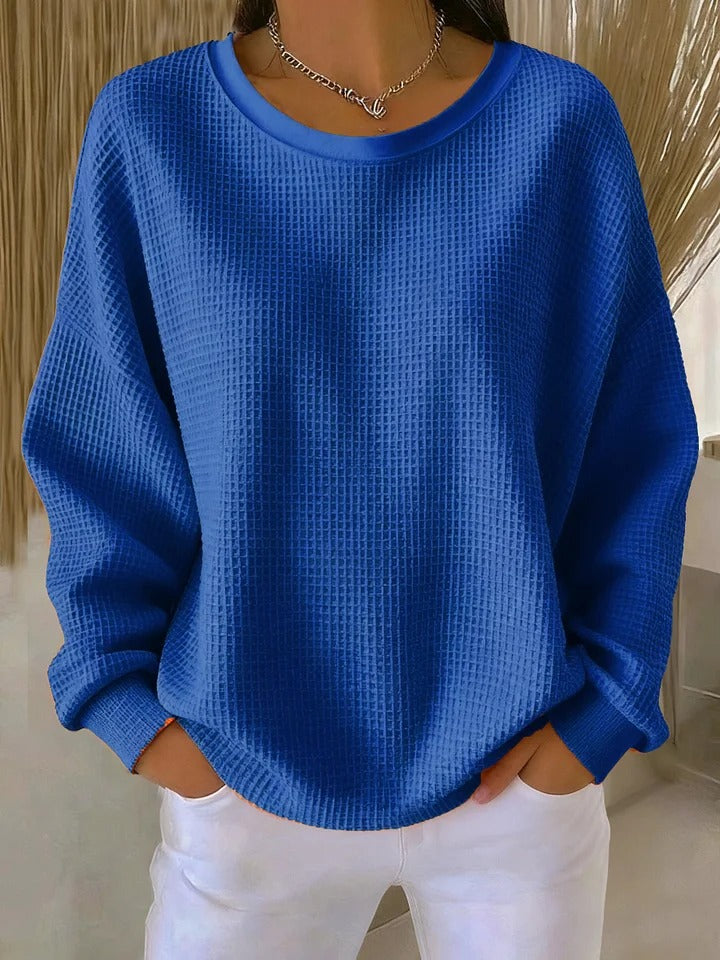 Oversized wafelgebreide trui voor dames