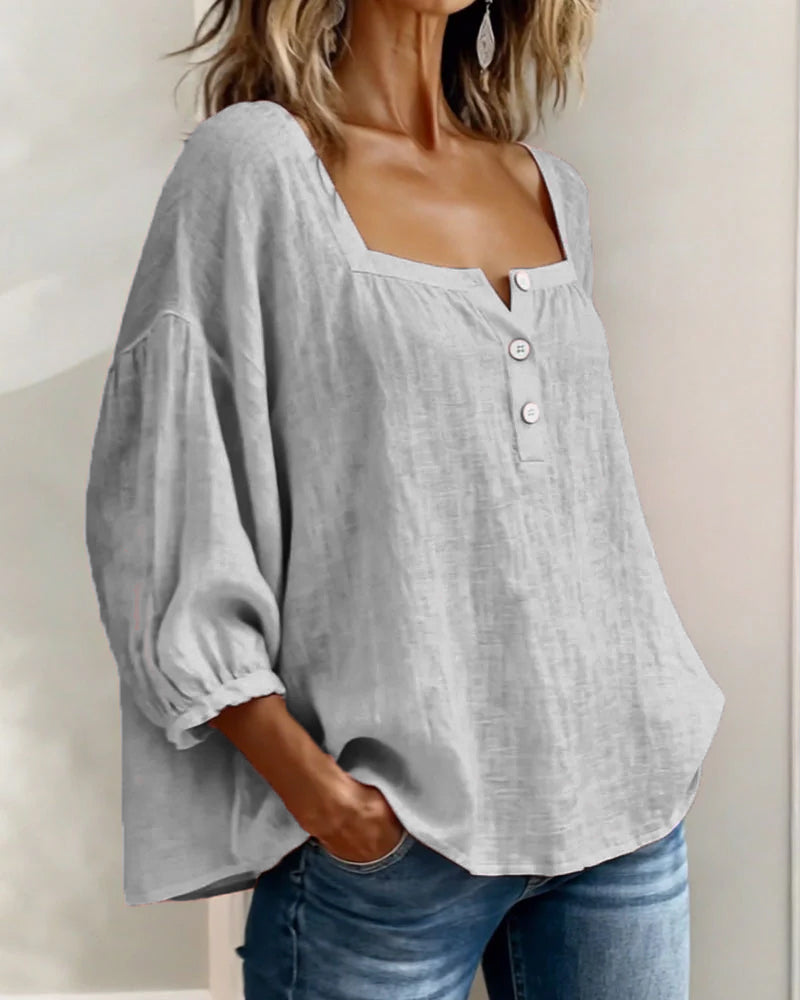 Linnen blouse met ballonmouwen voor dames