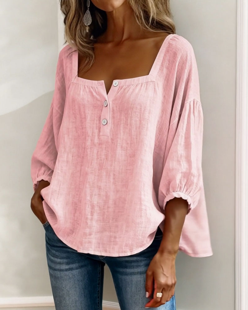 Linnen blouse met ballonmouwen voor dames