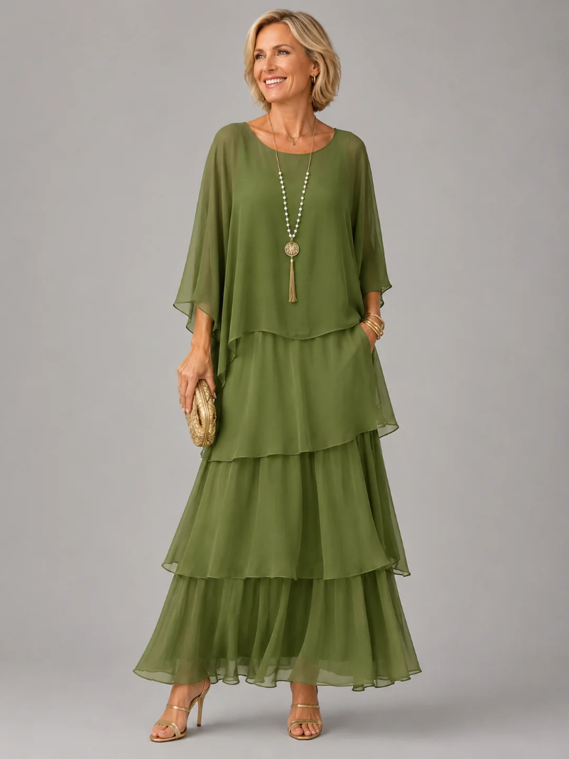 ELEGANTE JURK MET LAGEN VOOR DAMES