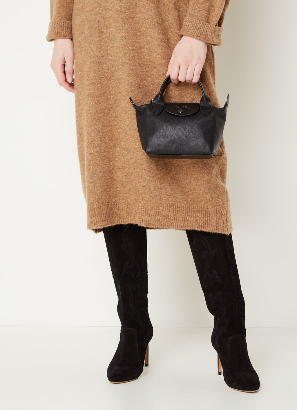 Longchamp Le Pliage Xtra XS Leather Bag – Black