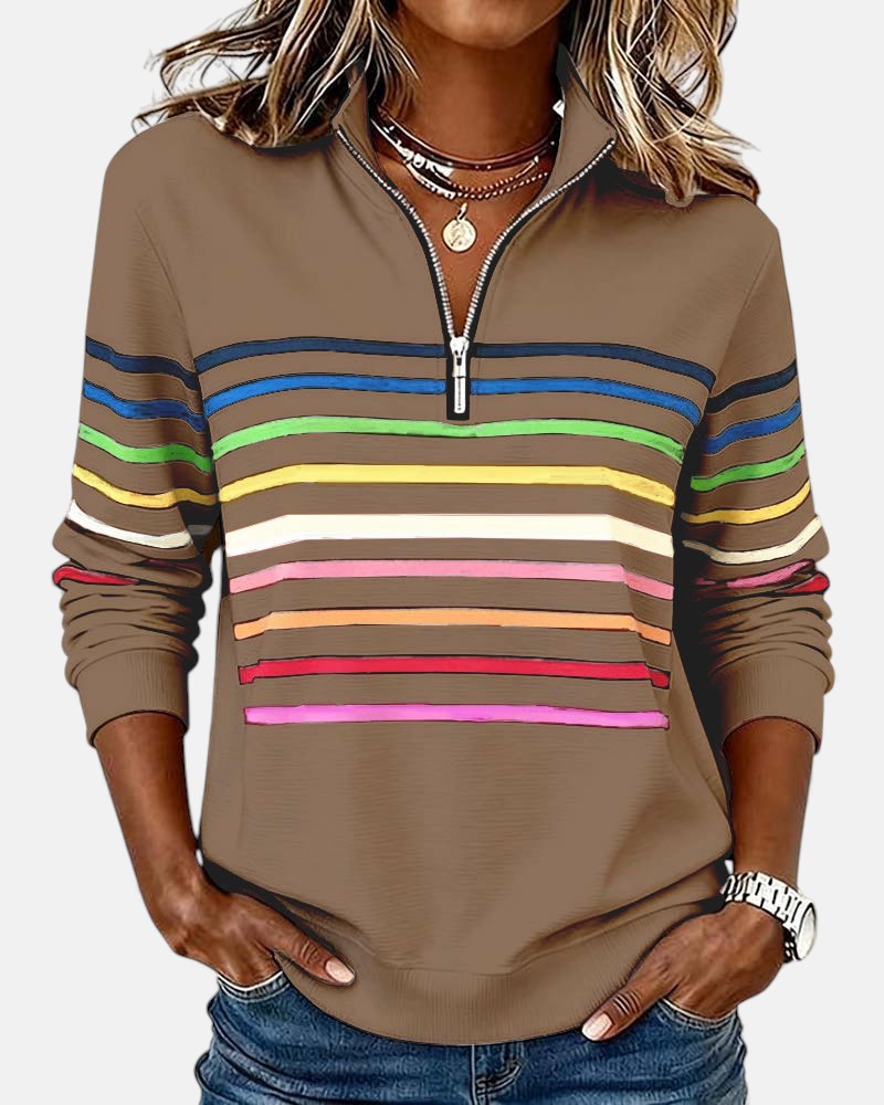 GESTREEPT VEST MET RITS VOOR DAMES