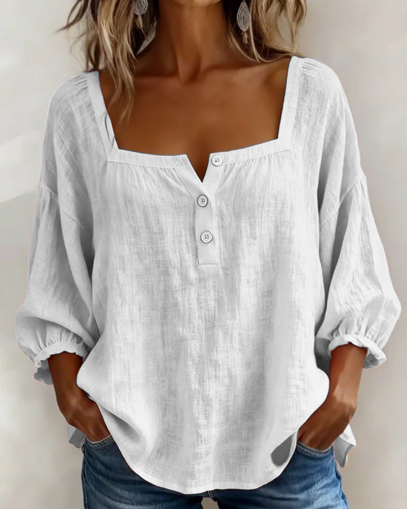 Linnen blouse met ballonmouwen voor dames