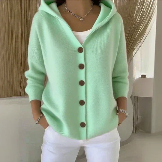 Darienne | Gebreide Cardigan met Kap en Knopen
