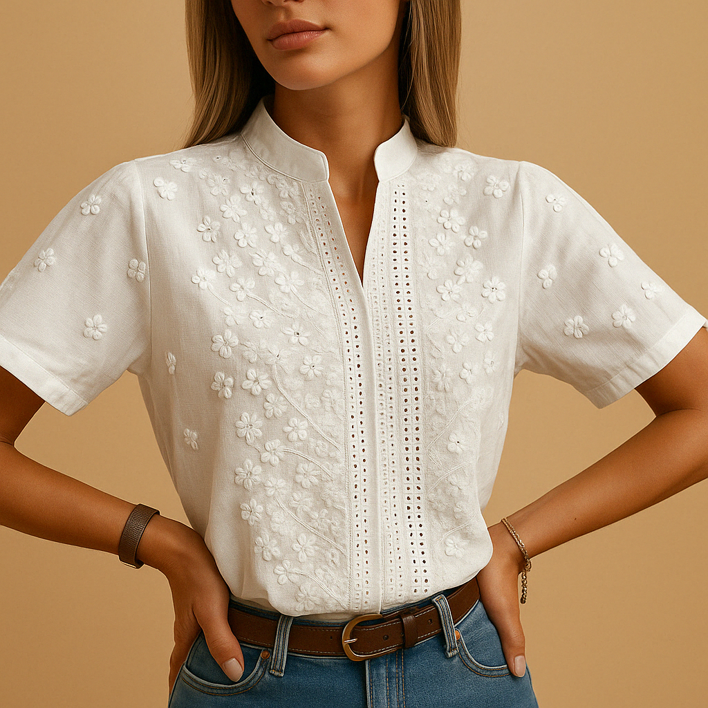 Stijlvolle geborduurde damesblouse