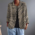 Elegante gestreepte blazer in zwart/bruin