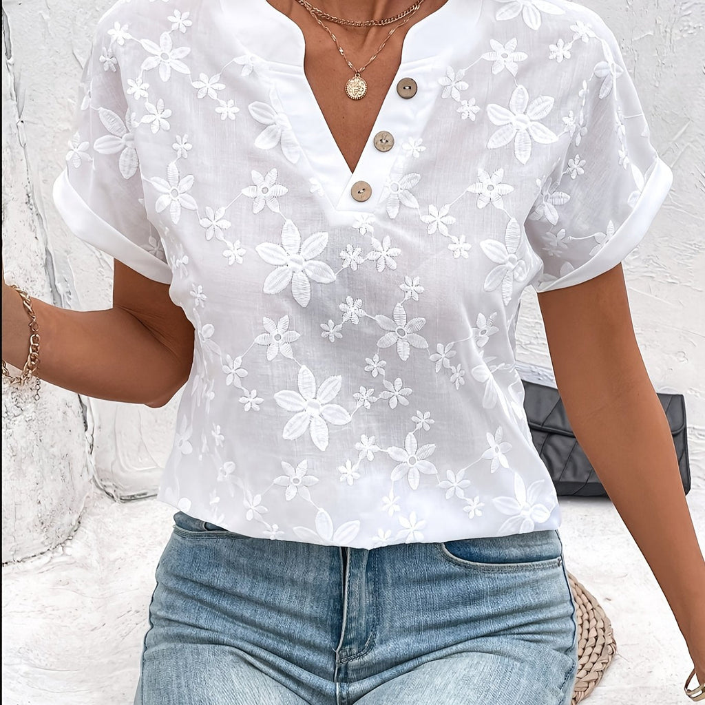Bloemenblouse met V-hals voor dames