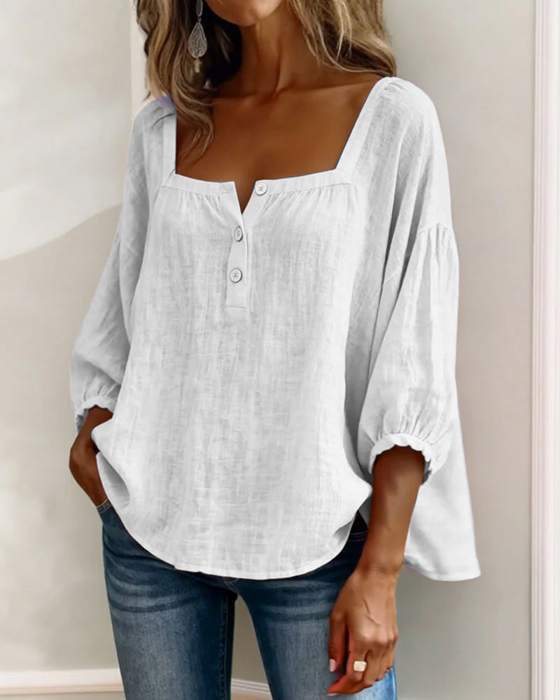 Linnen blouse met ballonmouwen voor dames