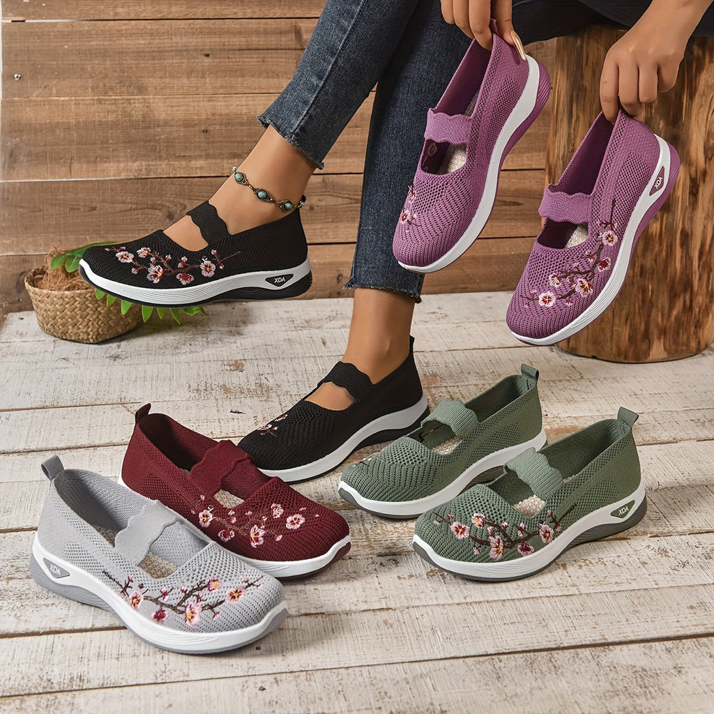 MET BLOEMEN GEBORDUURDE SNEAKERS VOOR DAMES
