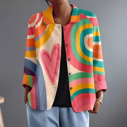 Vrolijke open blouse in multicolor