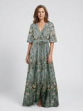 MAXI-JURK MET BLOEMENPRINT EN V-HALS VOOR DAMES