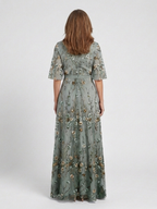 MAXI-JURK MET BLOEMENPRINT EN V-HALS VOOR DAMES