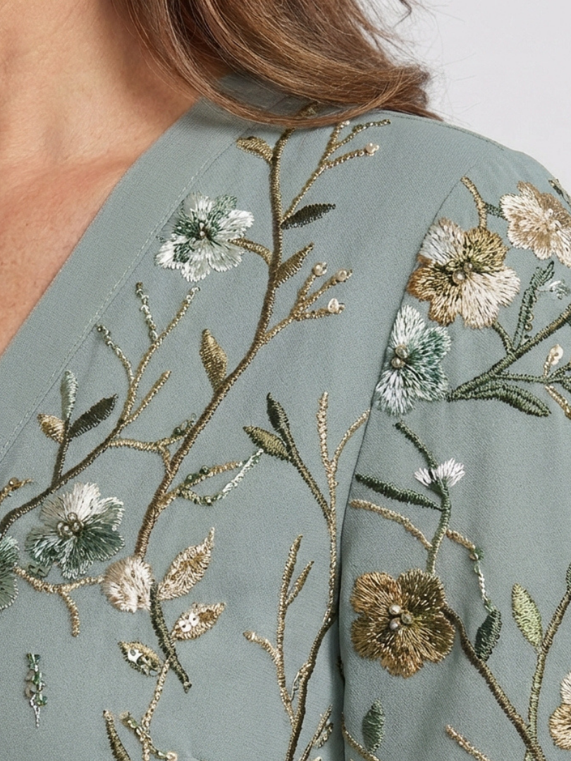 MAXI-JURK MET BLOEMENPRINT EN V-HALS VOOR DAMES