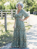 MAXI-JURK MET BLOEMENPRINT EN V-HALS VOOR DAMES