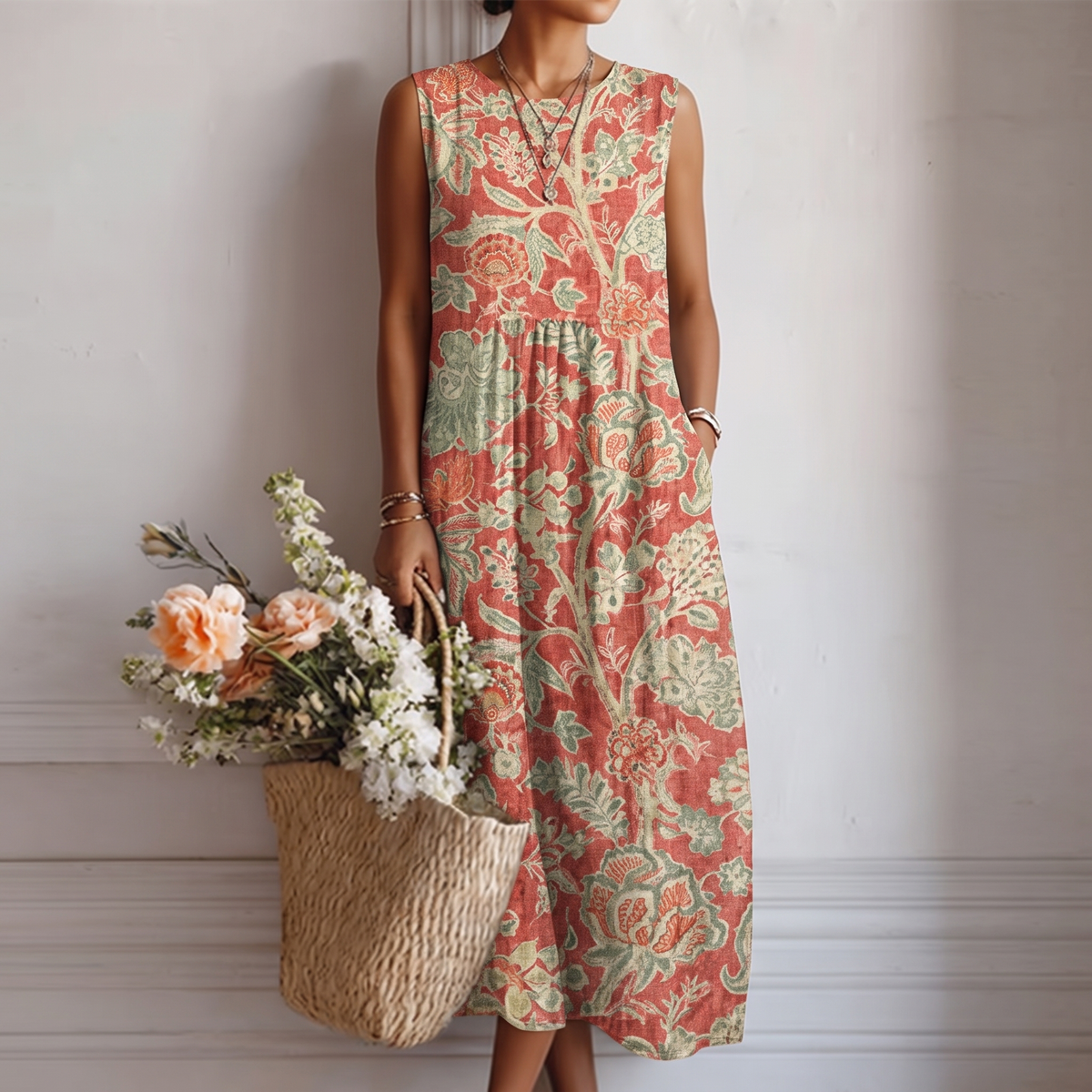 BLOEMEN MIDI-JURK VOOR DAMES