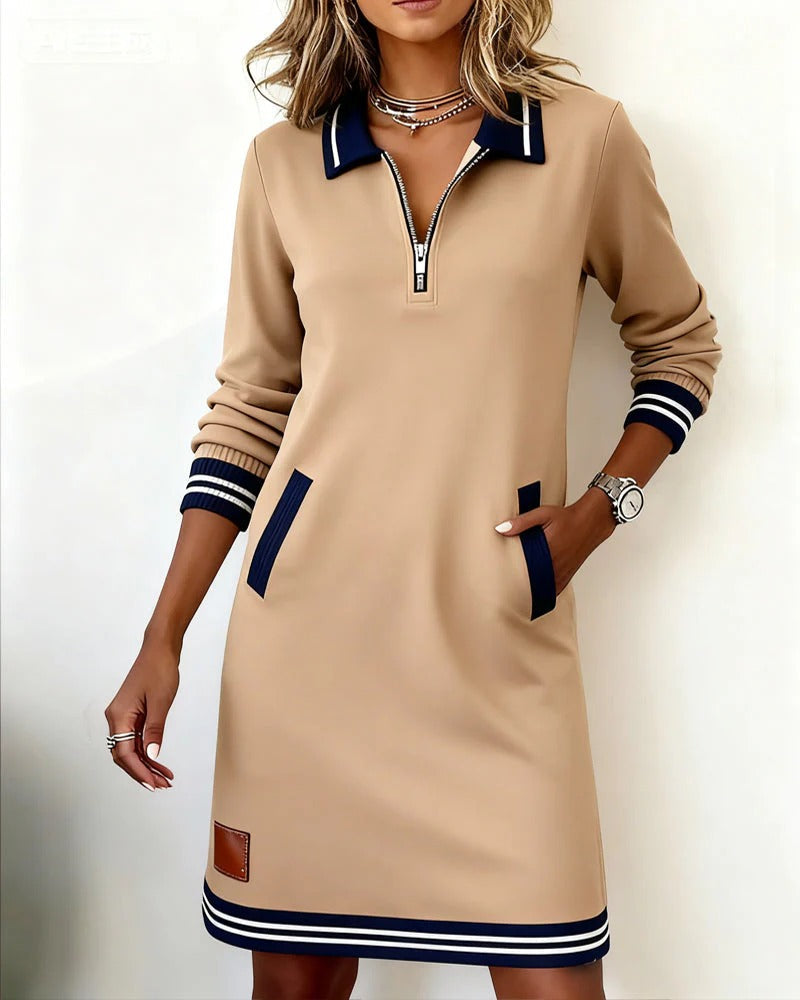 ELEGANTE KATOENEN JURK MET LANGE MOUWEN VOOR DAMES