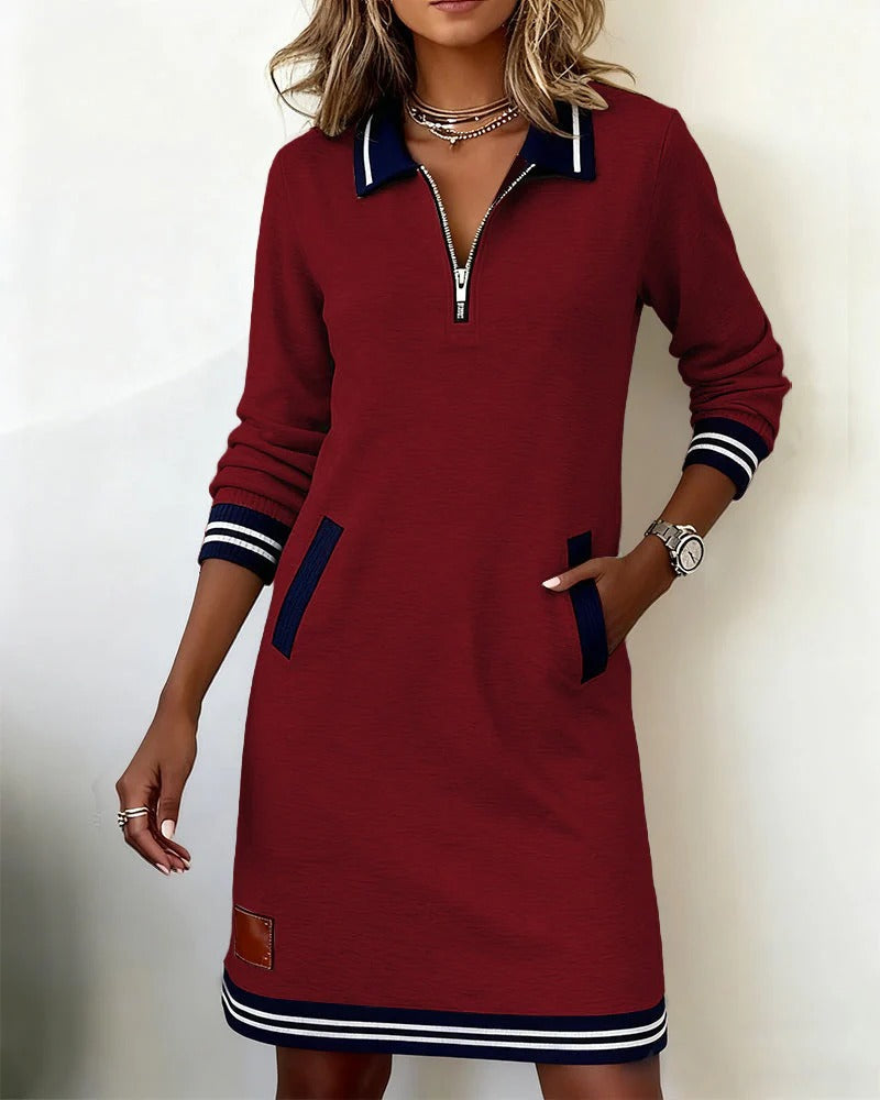 ELEGANTE KATOENEN JURK MET LANGE MOUWEN VOOR DAMES