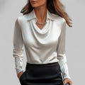 Gedrapeerde satijnen blouse voor dames