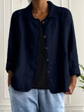Verfijnde doorknoopblouse in marineblauw