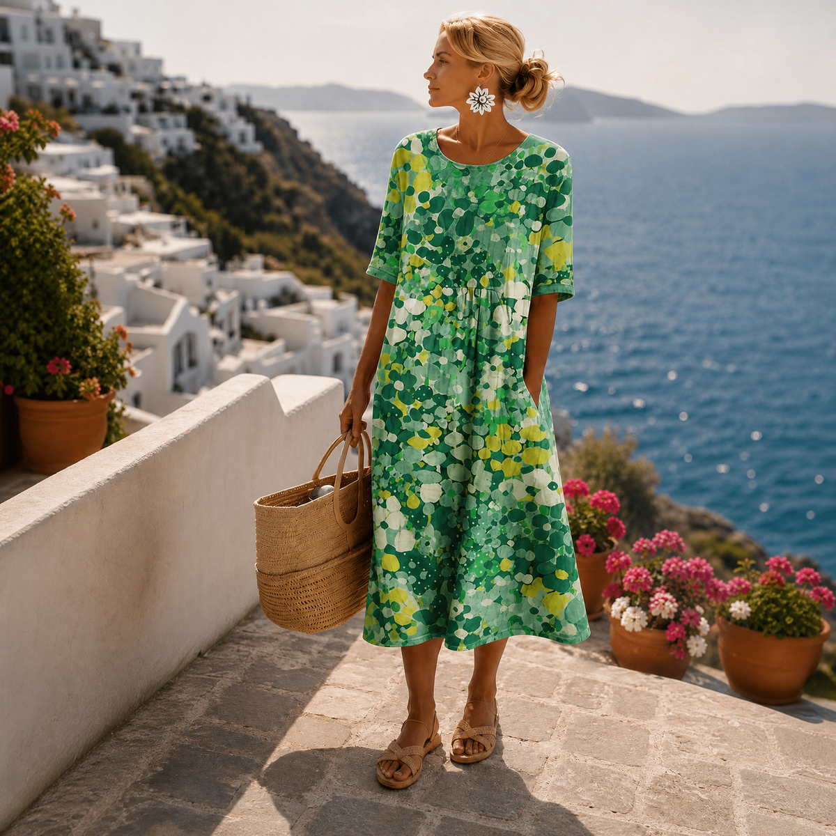 ELEGANTE MIDI-BLOEMENJURK VOOR DAMES