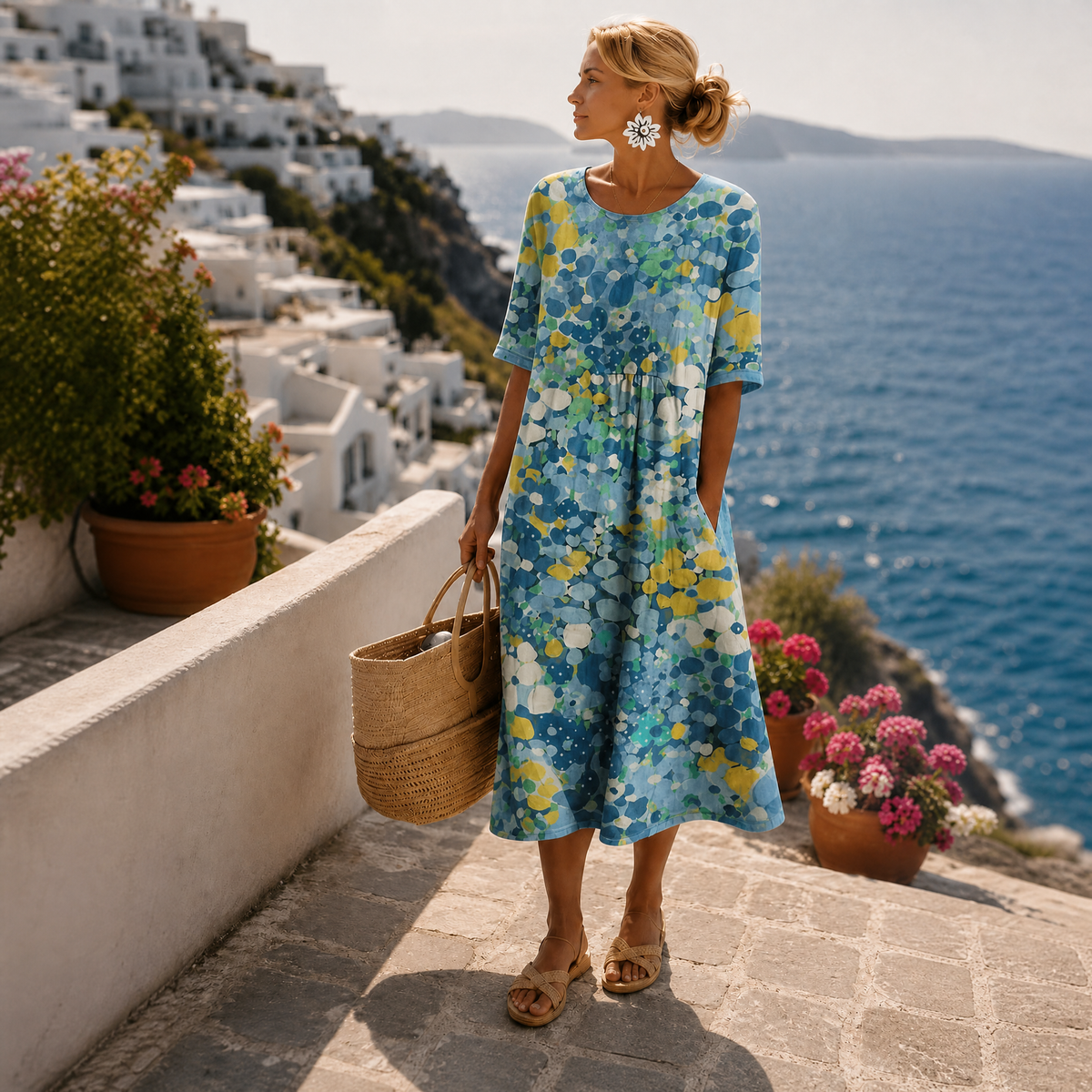 ELEGANTE MIDI-BLOEMENJURK VOOR DAMES
