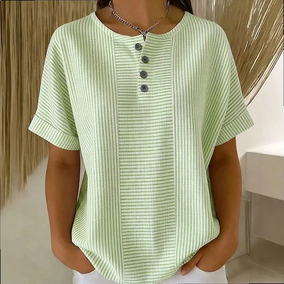 GESTREEPTE BLOUSE MET KNOPEN VOOR DAMES