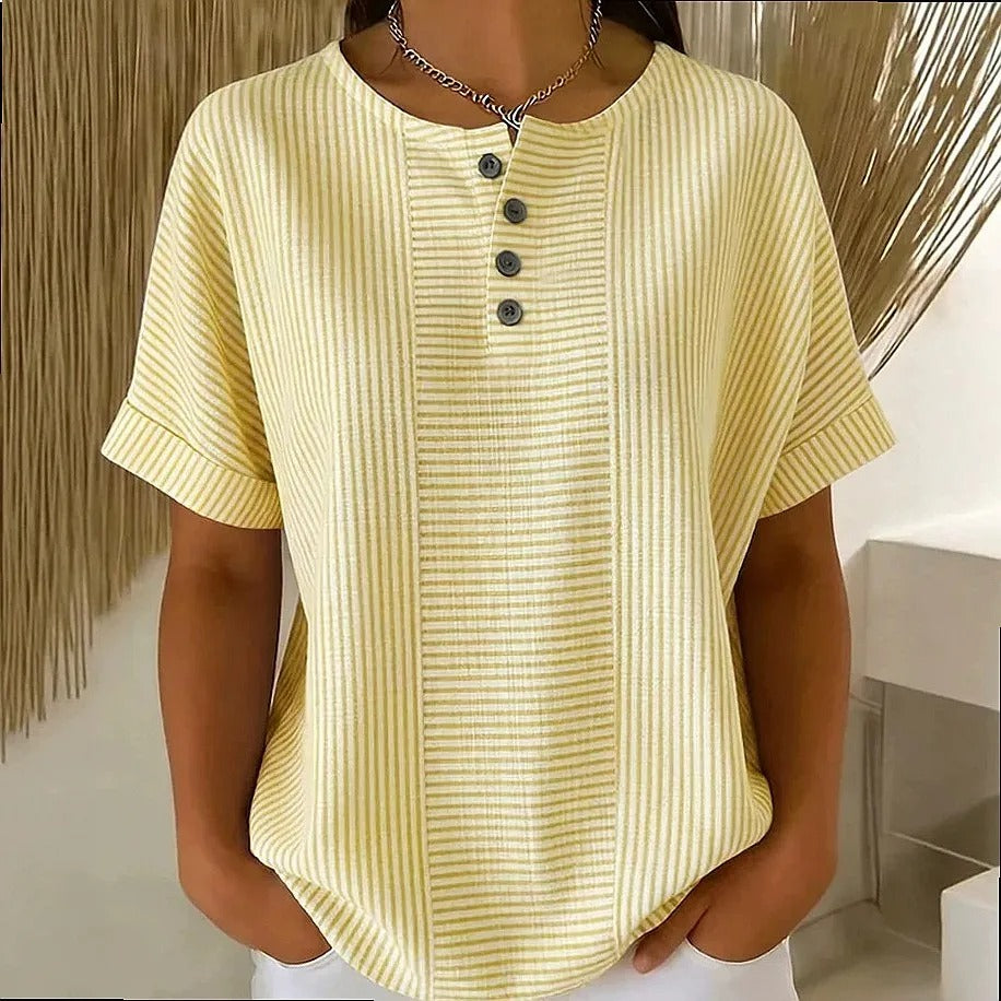GESTREEPTE BLOUSE MET KNOPEN VOOR DAMES