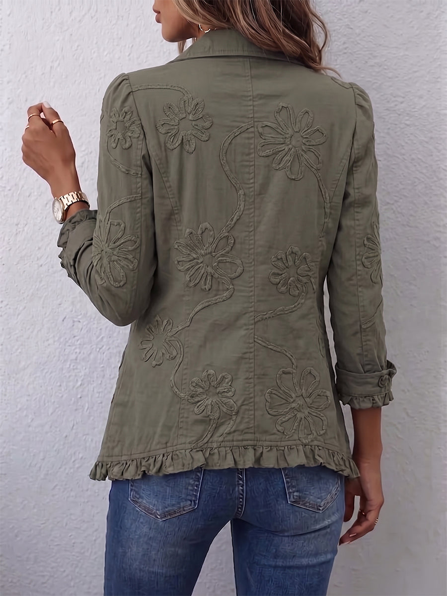 Boho utility jas met bloemenborduurwerk