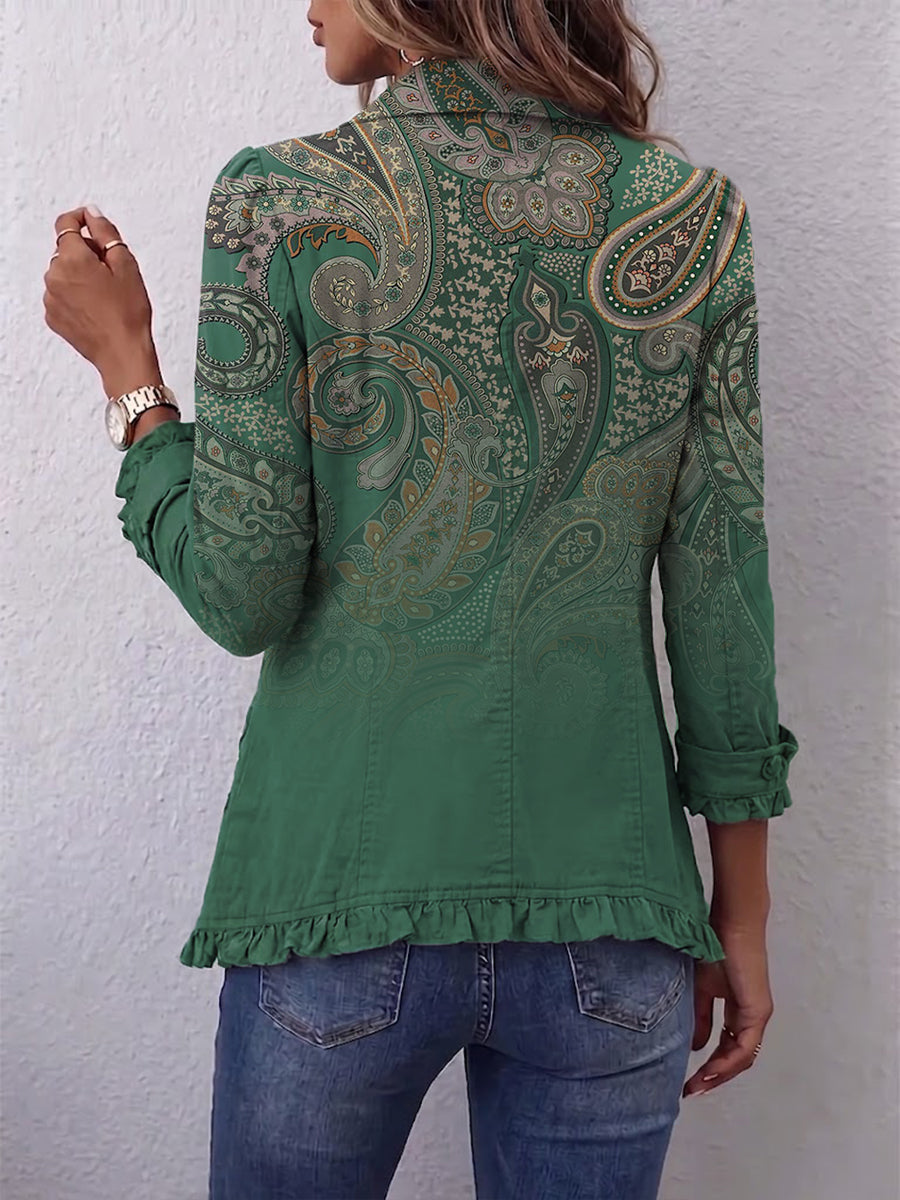 Jacinta | Jasje met Groene Paisleyprint en Volants