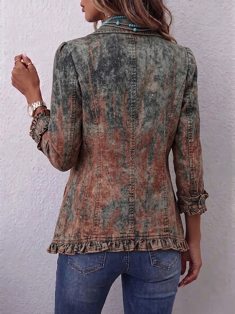Benita | Jasje met Getextureerd Ombré-effect en Volants