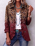 Tomasa | Blazer met Bordeauxrode Luipaardprint en Volants