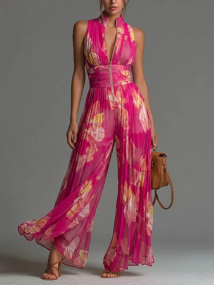 GEPLOOIDE JUMPSUIT MET HALTERNEK VOOR DAMES