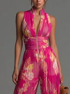 GEPLOOIDE JUMPSUIT MET HALTERNEK VOOR DAMES