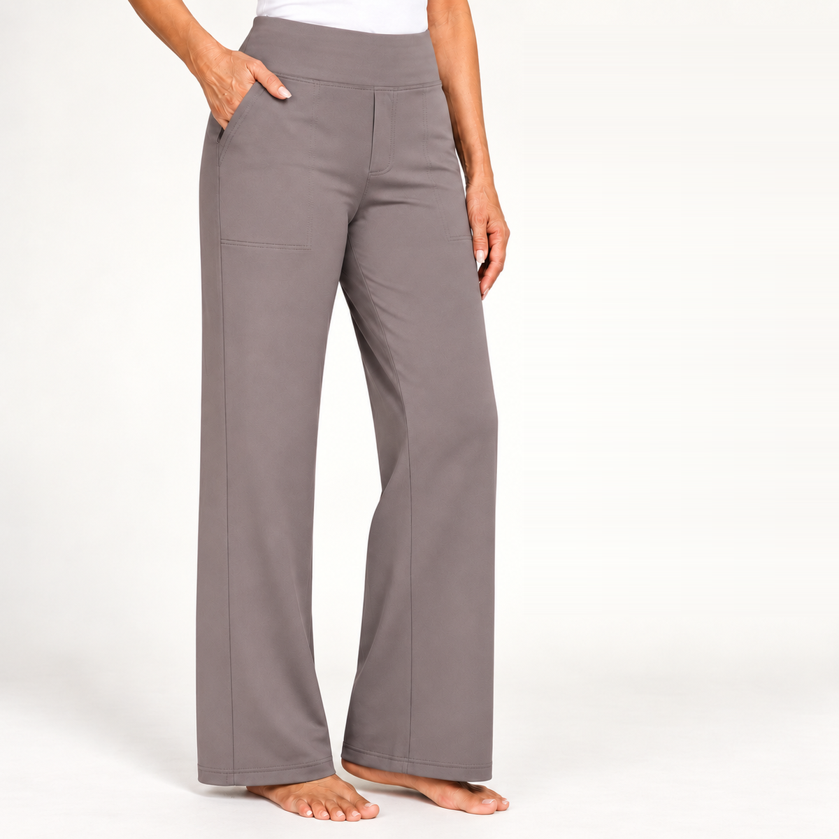 Comfortabele stretchbroek in taupe