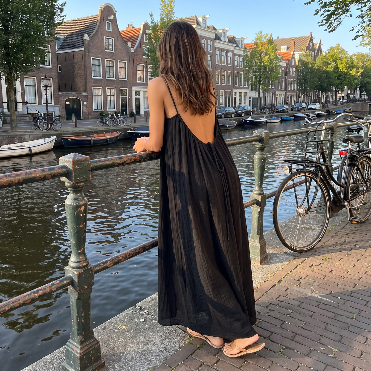 MAXI-JURK MET OPEN RUG VOOR DAMES
