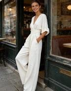 JUMPSUIT MET V-HALS EN BREDE PIJPEN VOOR DAMES