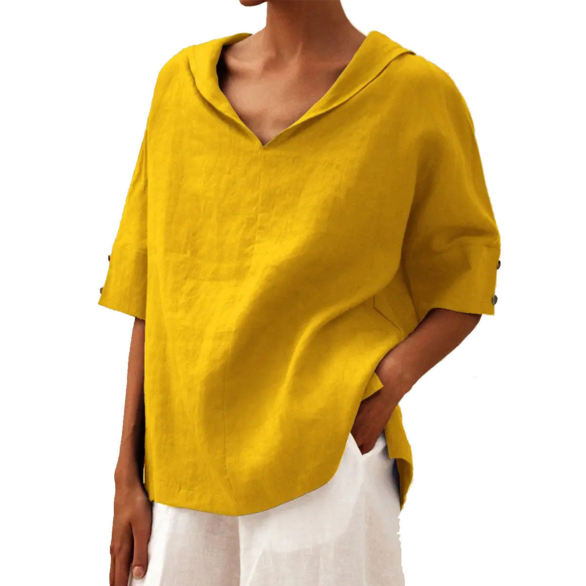Linnen blouse met V-hals voor dames